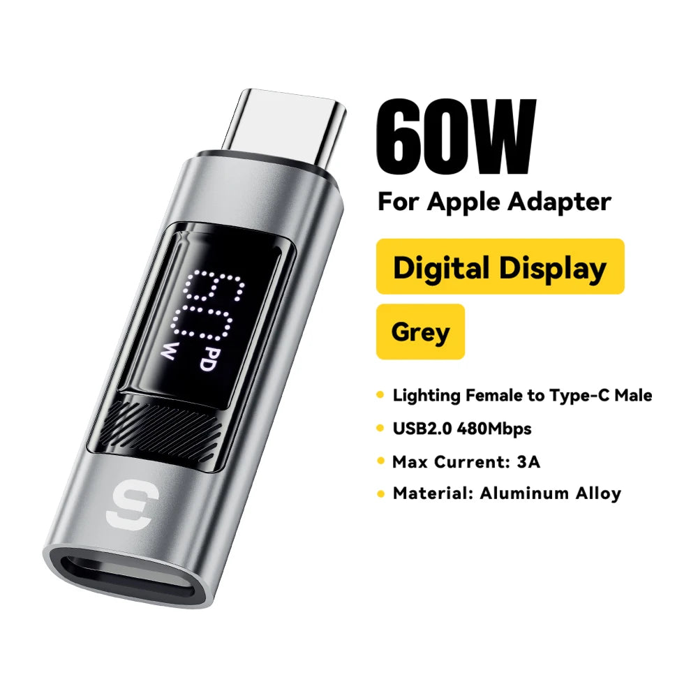 Type C to Lighting Adapter with Digital Display