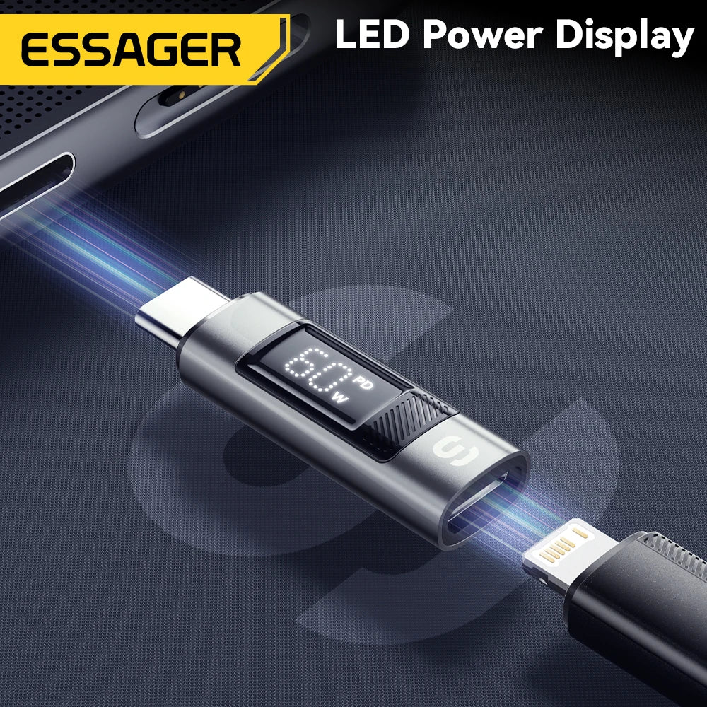 Type C to Lighting Adapter with Digital Display