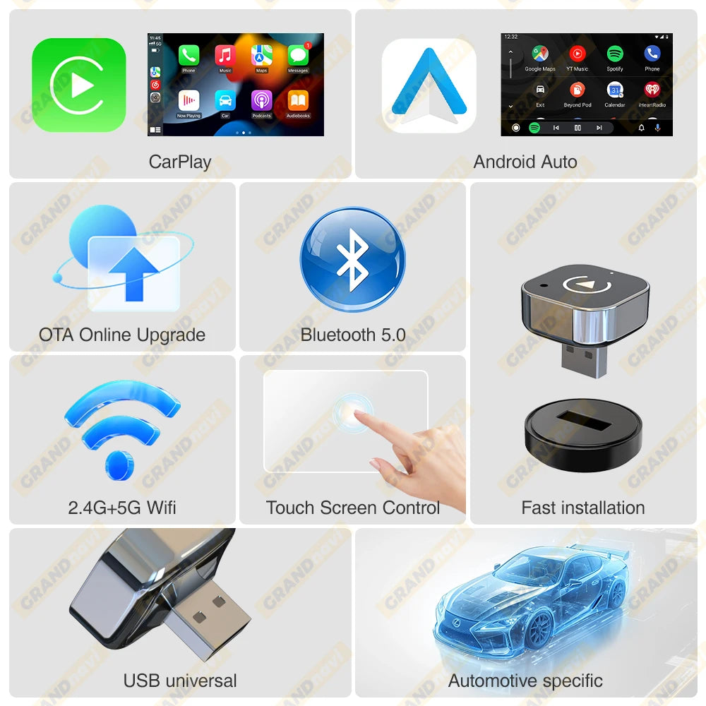 2in1 Wired to Wireless CarPlay Adapter