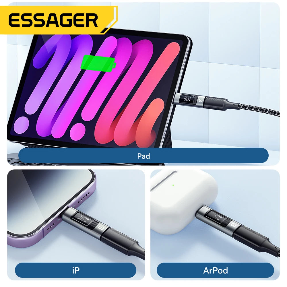 Type C to Lighting Adapter with Digital Display